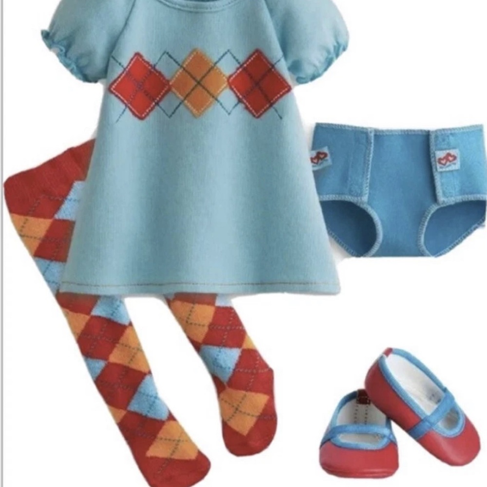 American Girl Bitty Twin Argyle Dress tights shoes set 2010 NEW